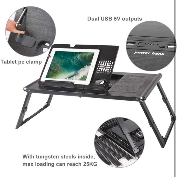 Sharper Image NIB Foldable Laptop Tablet Charging Adjustable Lap Desk Tray Table - Picture 1 of 10